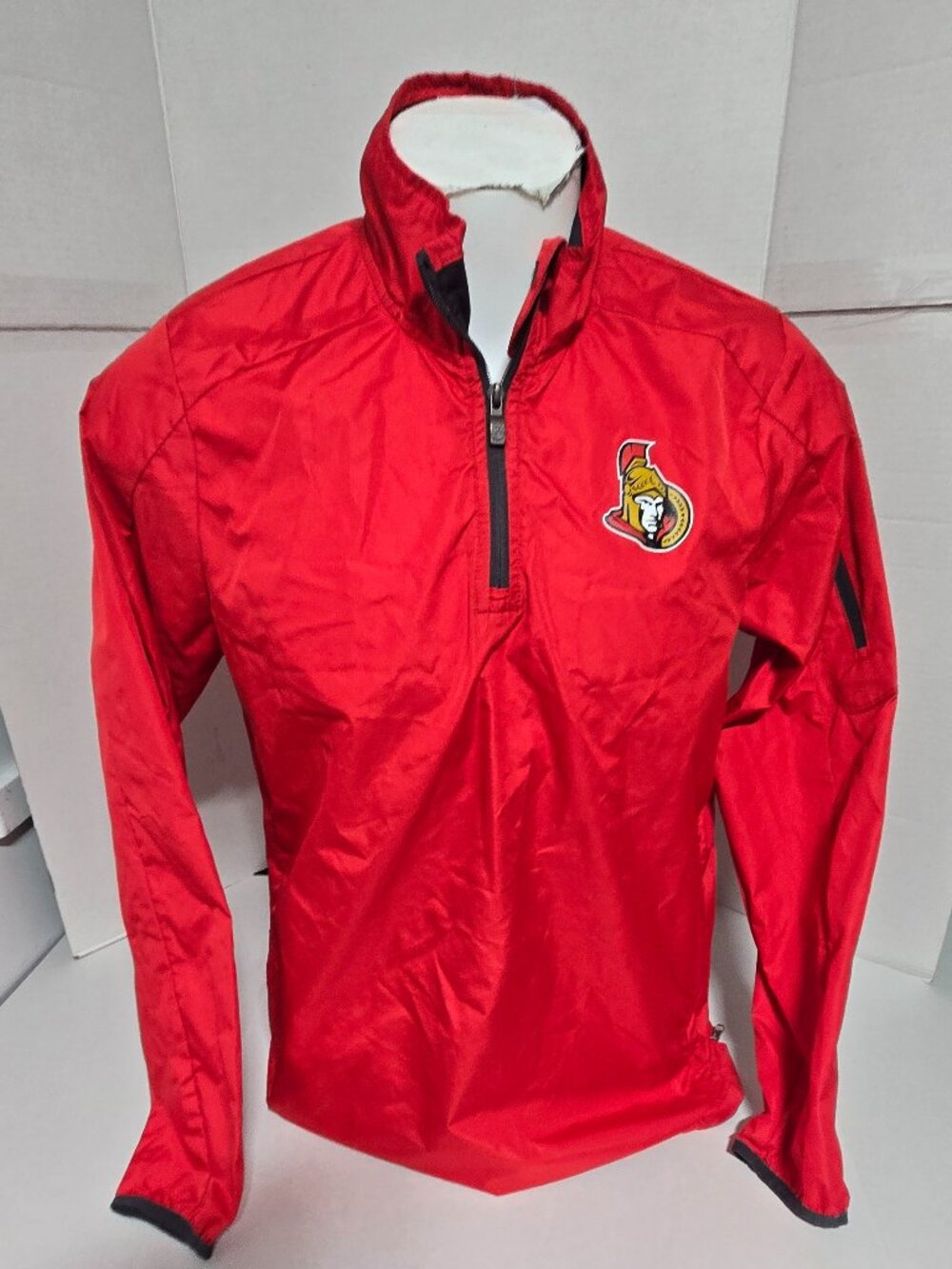 Ottawa Senators NHL Youth XL (18/20) Red 1/4 Zip Windbreaker Pullover Jacket
